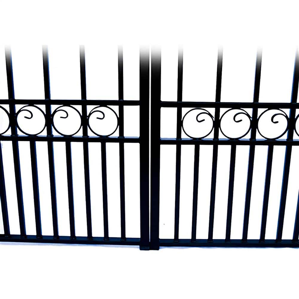 Paris Style Black Steel Dual Swing Driveway Gate with Automated Opener Kit