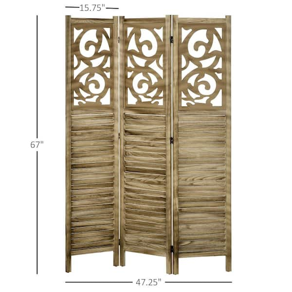 HOMCOM Blinds Style 4-Panel Wood Room Divider, 67'' Tall Folding