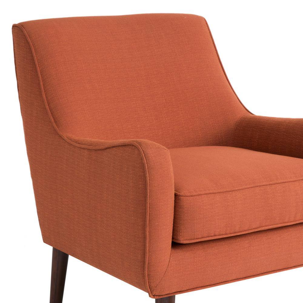 Burnt Orange Mid-Century Wooden Leg Accent Chair