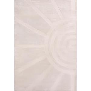 Aelius MidCentury Scandinavian Abstract Sun 2-Tone High-Low White/Cream 5 ft. x 8 ft. Area Rug