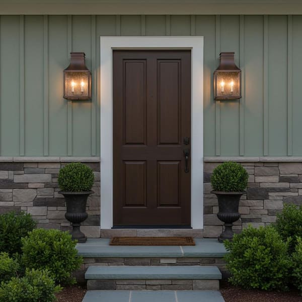 HINKLEY - Beacon Hill 2-Light Blackened Copper Hardwired Outdoor Wall Lantern Sconce