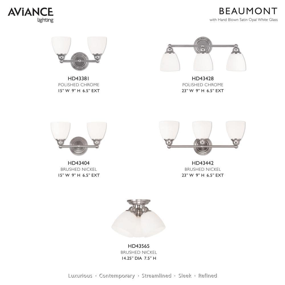 Polished Chrome 2-Light Vanity with Satin Opal Glass