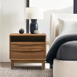 HOMESTOCK Small Profile Night Stand, Bedside Table, Side Tables Bedroom,  Wooden Night Stands for Bedroom, Bed Side Table Set of 2 85599W - The Home  Depot