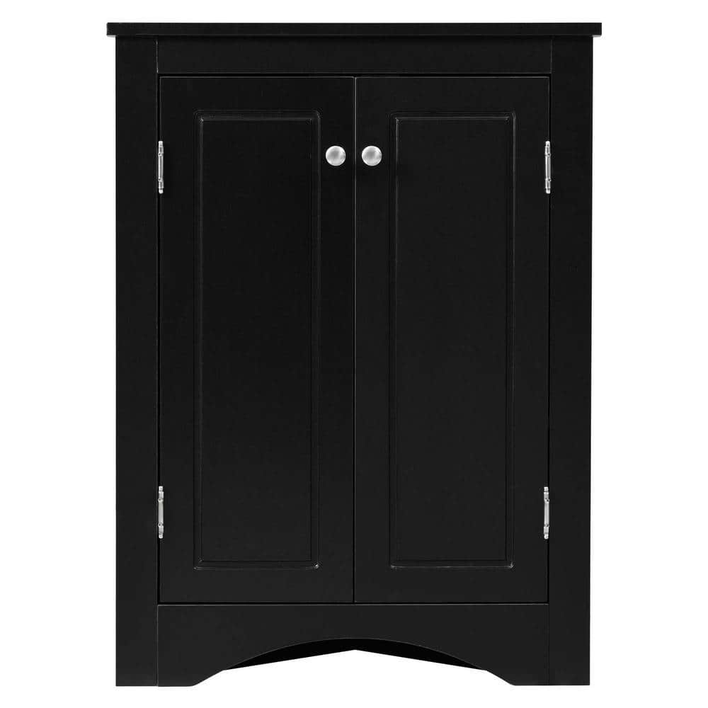 17.2 in. W x 17.2 in. D x 31.5 in. H Black Linen Cabinet Triangle Corner St