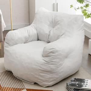 37 in. W x 39.37 in. D x 27.56 in. H Ivory Soft Cotton Linen Fabric Bean Bag Chair