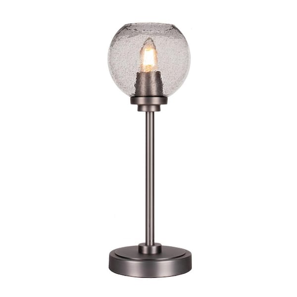 Unbranded Quincy 16.5 in. Graphite Accent Lamp with Smoke Bubble Glass Shade