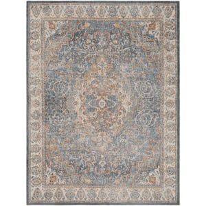 Lillian Charcoal/Light Brown 9 ft. x 12 ft. Indoor Machine-Washable Area Rug