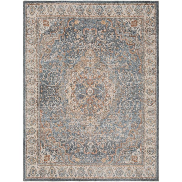 Livabliss Lillian Charcoal/Light Brown 9 ft. x 12 ft. Indoor Machine-Washable  Area Rug