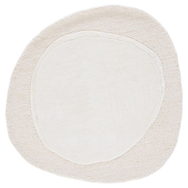 Novelty 4 ft. x 4 ft. Ivory Modern Solid Specialty Area Rug
