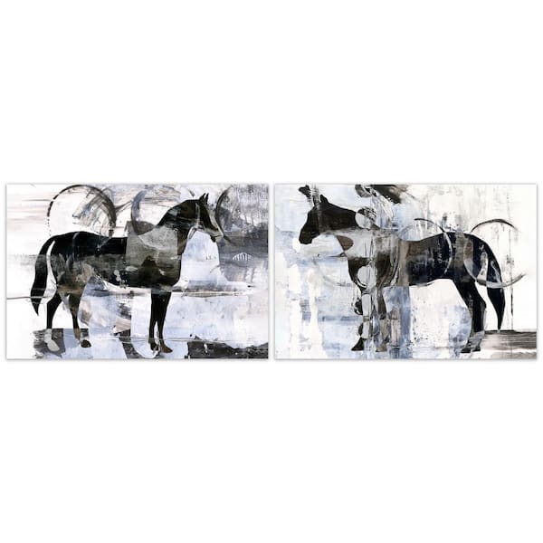 Empire Art Direct Equestrian Essence I and II Horse Free Floating Reverse Unframed Printed Tempered Art Glass Wall Art 48 in. x 32 in.