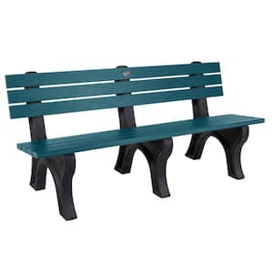 Aurora 6 ft. 3-Person Nantucket Blue Recycled Plastic Outdoor Traditional Park Bench