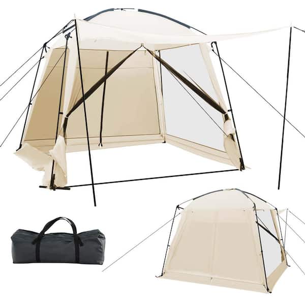 Costway 6-Person to 8-Person Metal Screen Dome Camping Tent with 4-Side Mesh Walls Carrying Bag