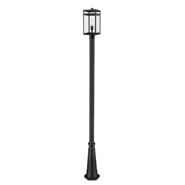 Unbranded Nuri 1-Light Black 111.75 in. Aluminum Hardwired Outdoor Weather Resistant Post Light Set with No Bulb Included