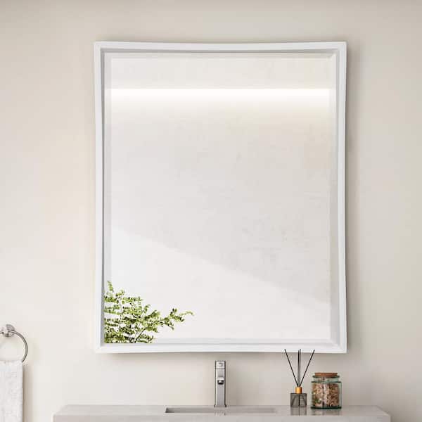 Home Decorators Collection Brearly 39 in. W x 48 in. H Rectangular Wood Framed Wall Bathroom Vanity Mirror in Glossy White