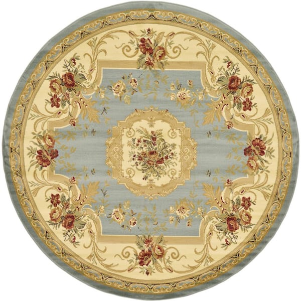Unique Loom Versailles Henry Light Blue 8' 0 x 8' 0 Round Rug