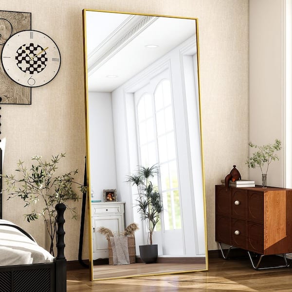XRAMFY Rectangular Modern Gold Aluminum Framed Full Length Mirror Wall Mirror 29.9 in. W x 70.9 in. H