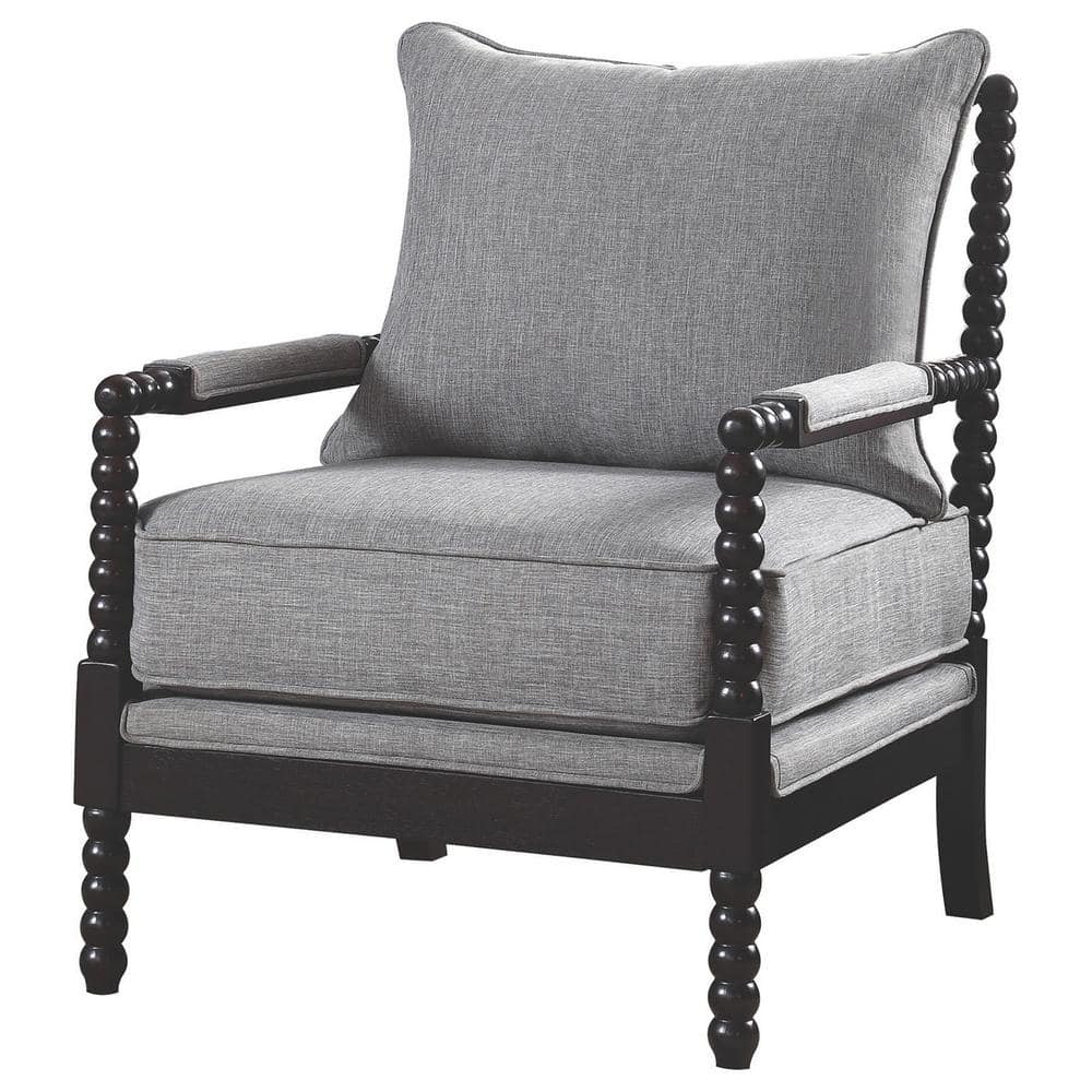Gray Geometric Wood Frame Accent Chair