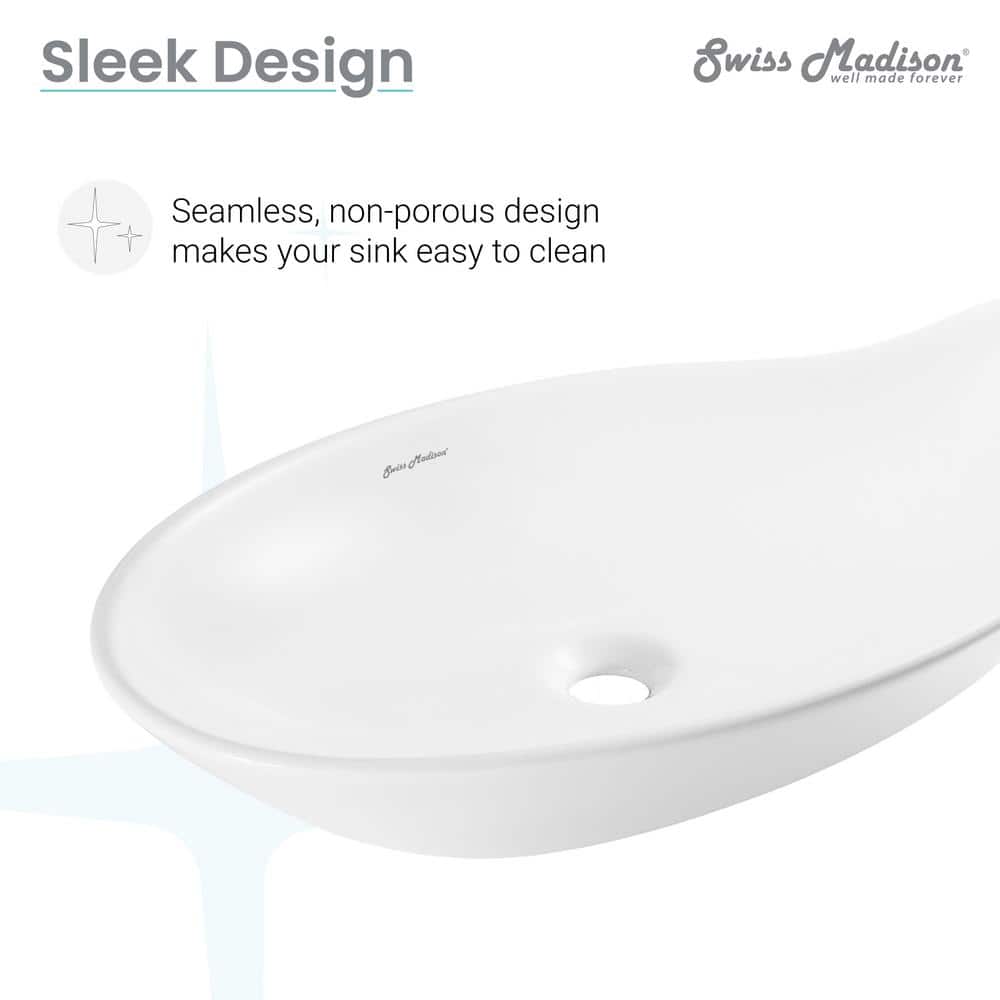 Elegant White Ceramic 25'' Above-Counter Vessel Sink