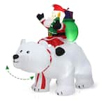 6.5 ft. Pre-Lit LED Lights Christmas Inflatable Santa Riding Polar Bear Christmas Inflatable Shaking Head LED Lights
