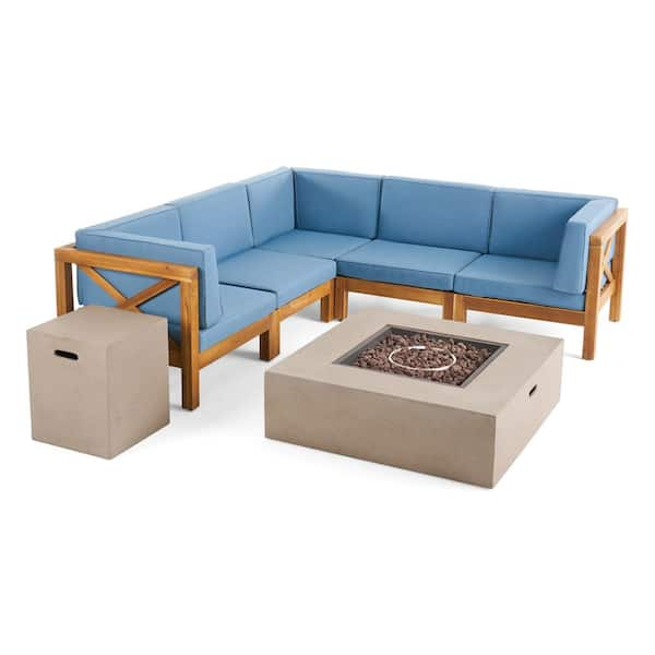 Brava acacia deals wood sectional sofa