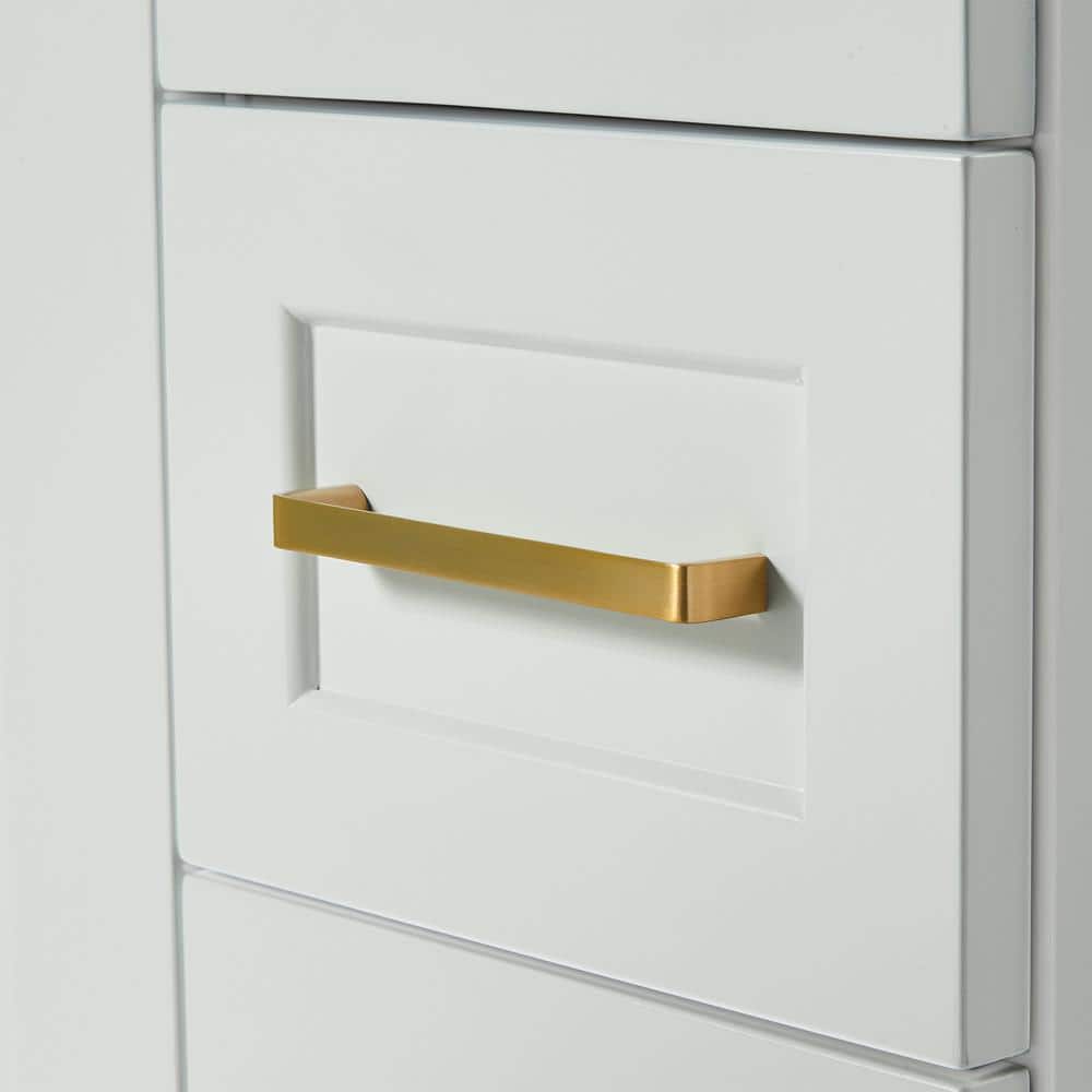 Gray Freestanding Single Vanity with Brass Hardware