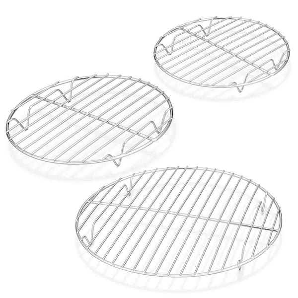 Stainless Steel Silver Round Baking Steaming Rack Set 3-Pack, 7½ & 9 & 10½ Inch, Fit for Air Fryer/Oven/Pot