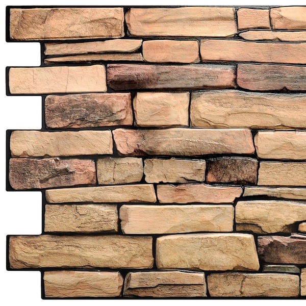 3D Falkirk Retro 1/100 in. x 39 in. x 20 in. Yellow Brown Faux Slate PVC Decorative Wall Paneling (10-Pack)