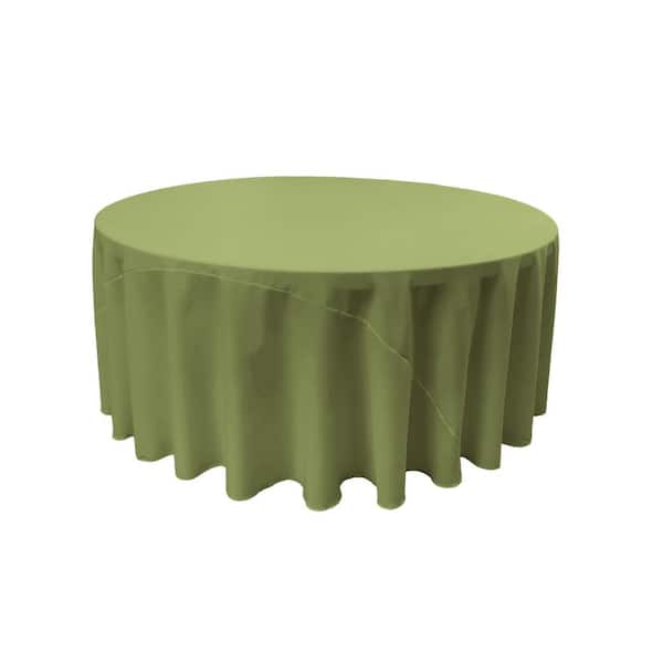 LA Linen 132 in. Round Dark Sage Polyester Poplin Tablecloth