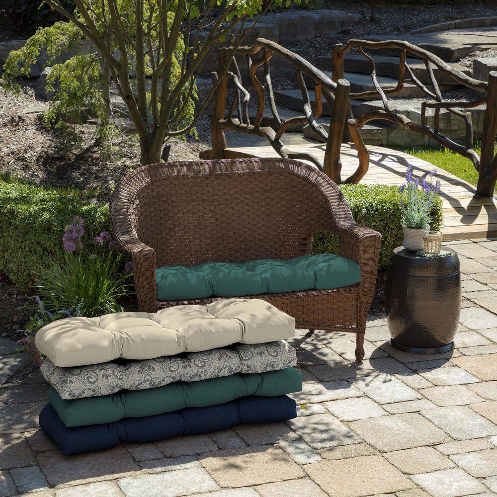 Peacock Blue Polyester Outdoor Wicker Settee Cushion, 41.5 x 18