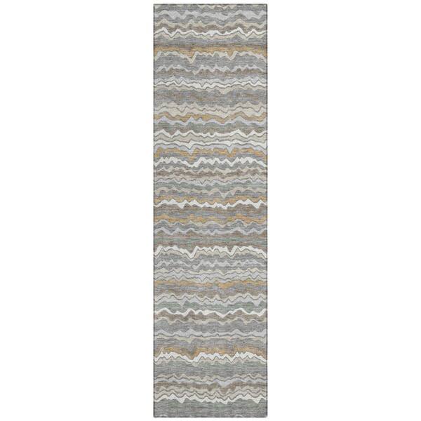 Chantille Machine Washable Indoor/Outdoor Abstract ACN2436 Gray 2 ft. x 7 ft. Runner Rug
