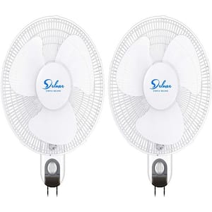 16 in. Simple Deluxe Household Pedestal White Wall Mount Fans Oscillating Quiet Operation Adjustable Tilt (2-Pack)