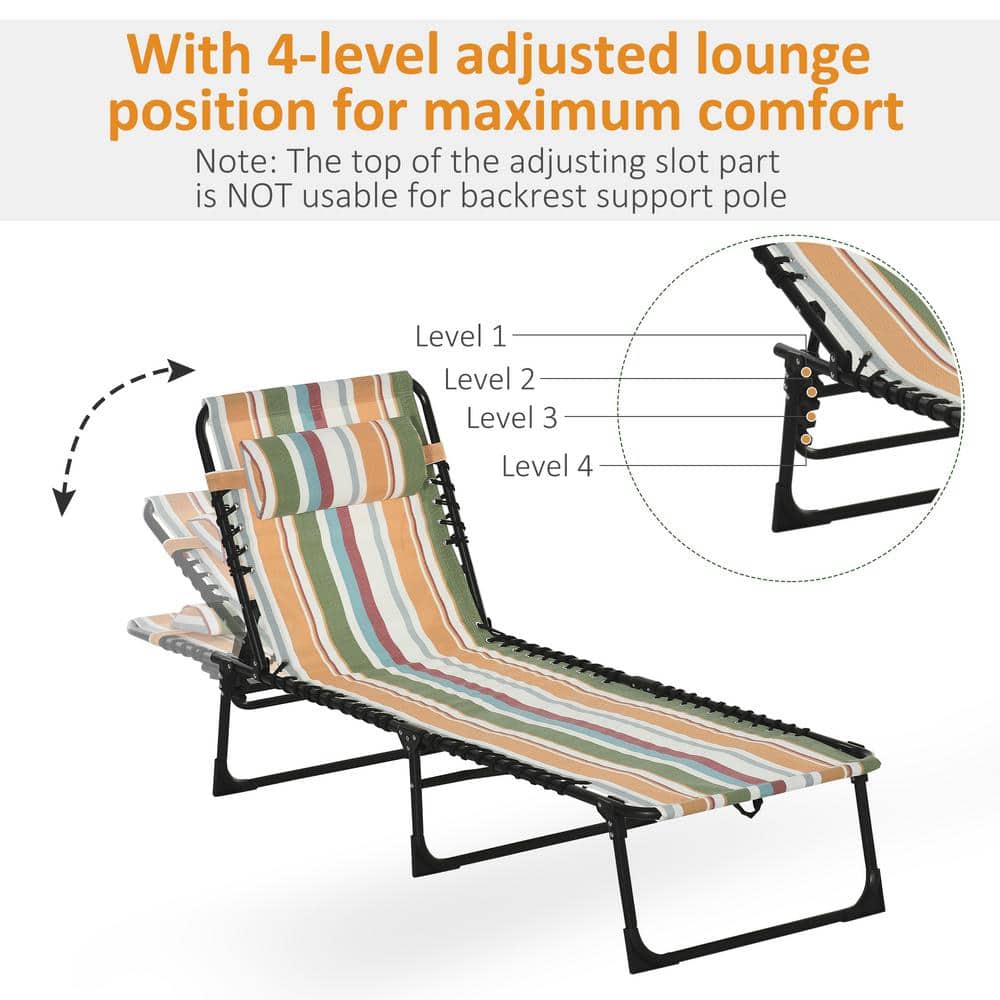 Colorful Steel Armless Outdoor Chaise Lounge with Cushions