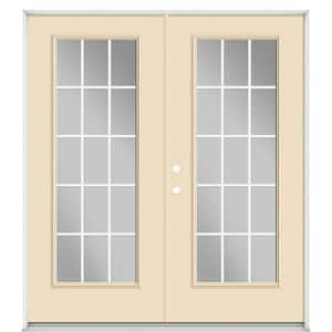 72 in. x 80 in. Fiberglass Prehung Right-Hand Inswing GBG 15-Lite Clear Glass Patio Door with Vinyl Frame