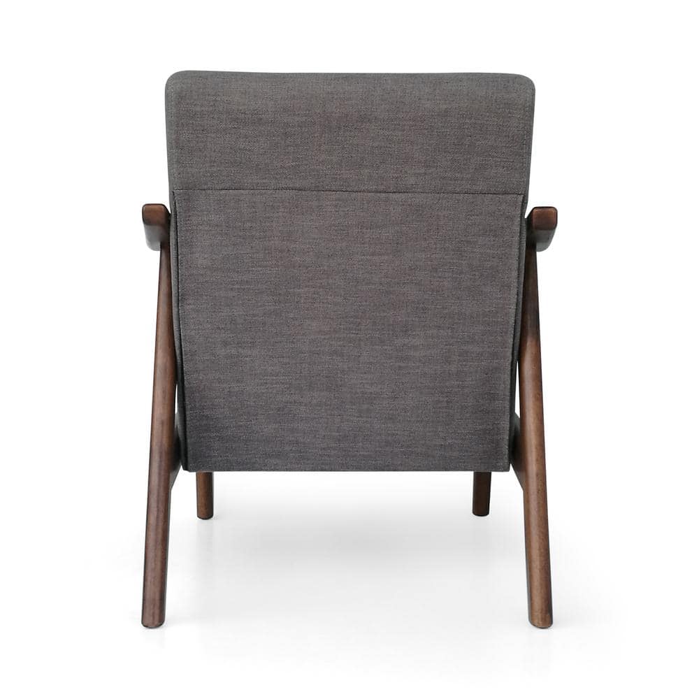 Handcrafted Dark Grey Wood Square Arm Accent Chair