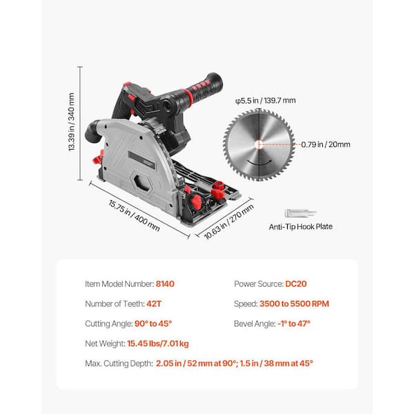 SKYSHALO Cordless Track Saw, 5-1/2 in. Blade, Brushless SKYSHALO Cordless Track Saw, 5-1/2 in. Blade, Brushless