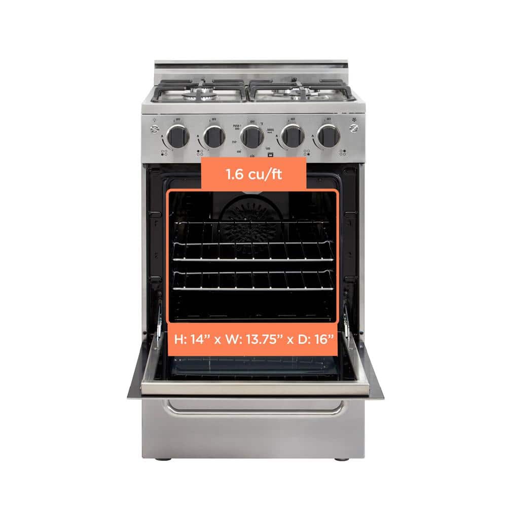 Prestige 20" Stainless Steel Freestanding Gas Range with Convection Oven