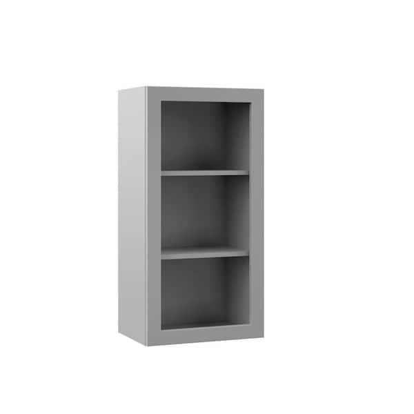 Designer Series Melvern Assembled 18x36x12 in. Wall Open Shelf Kitchen Cabinet in Heron Gray