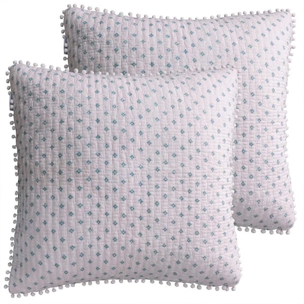 LEVTEX HOME Ditsy Spa 2-Piece Blue Mini Medallion Quilted Cotton Euro Sham (Set of 2)