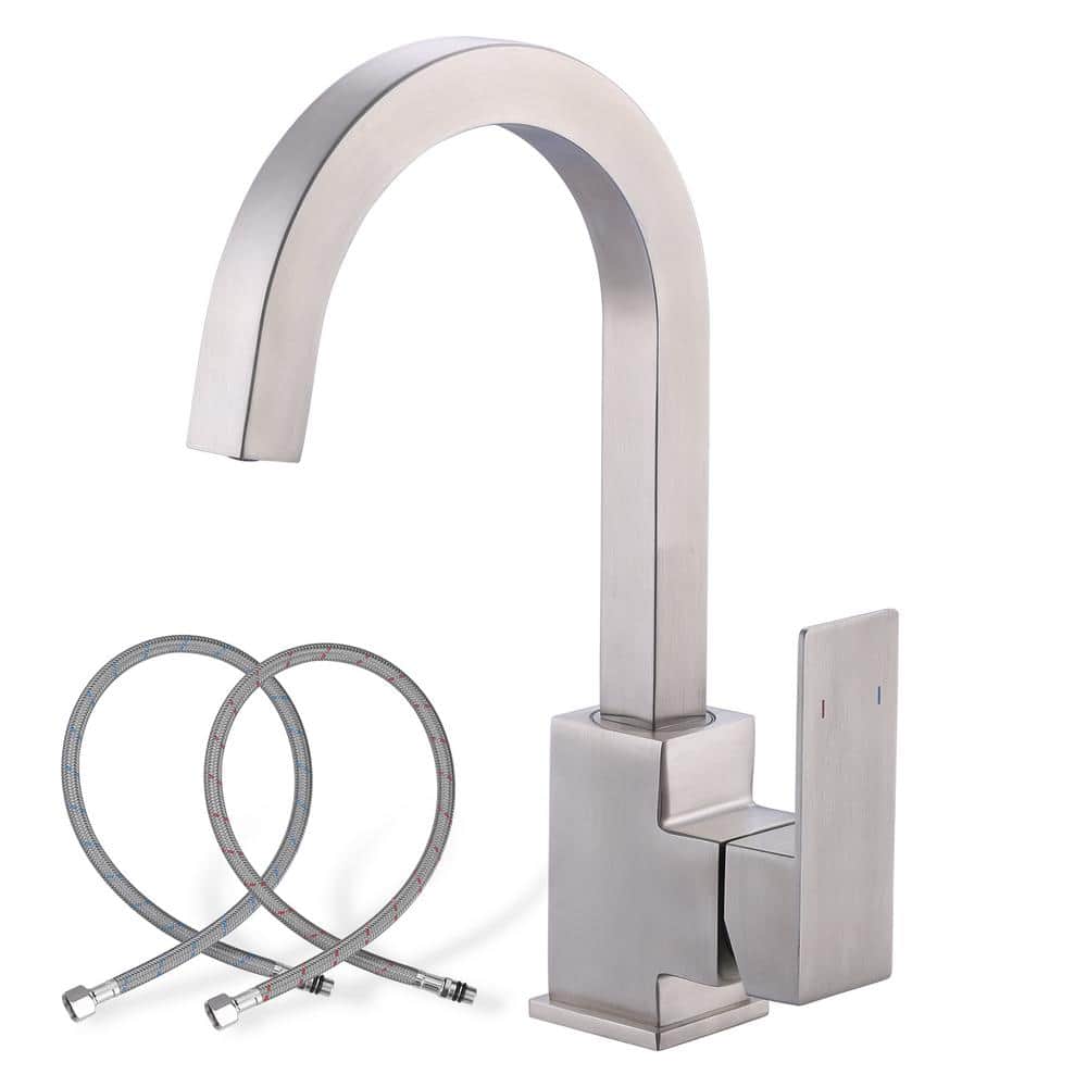 Brushed Nickel Single Handle Modern Bar Faucet with Ceramic Valve