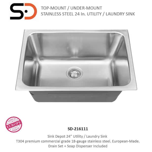 SINK DEPOT 24 in. x 18 in. Stainless Steel Self-Rimming or