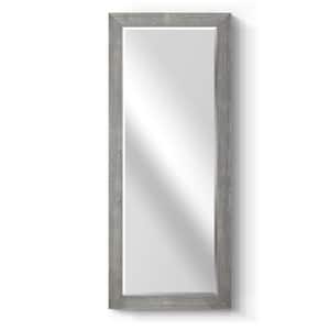 25 in. W x 61 in. H Framed Rectangle Beveled Edge Wood Full Length Mirror in Grey
