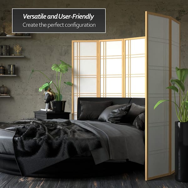 6 ft. Natural 4-Panel Room Divider