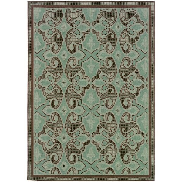 Home Decorators Collection Monterrey Blue 7 ft. x 10 ft. Indoor/Outdoor Patio Area Rug