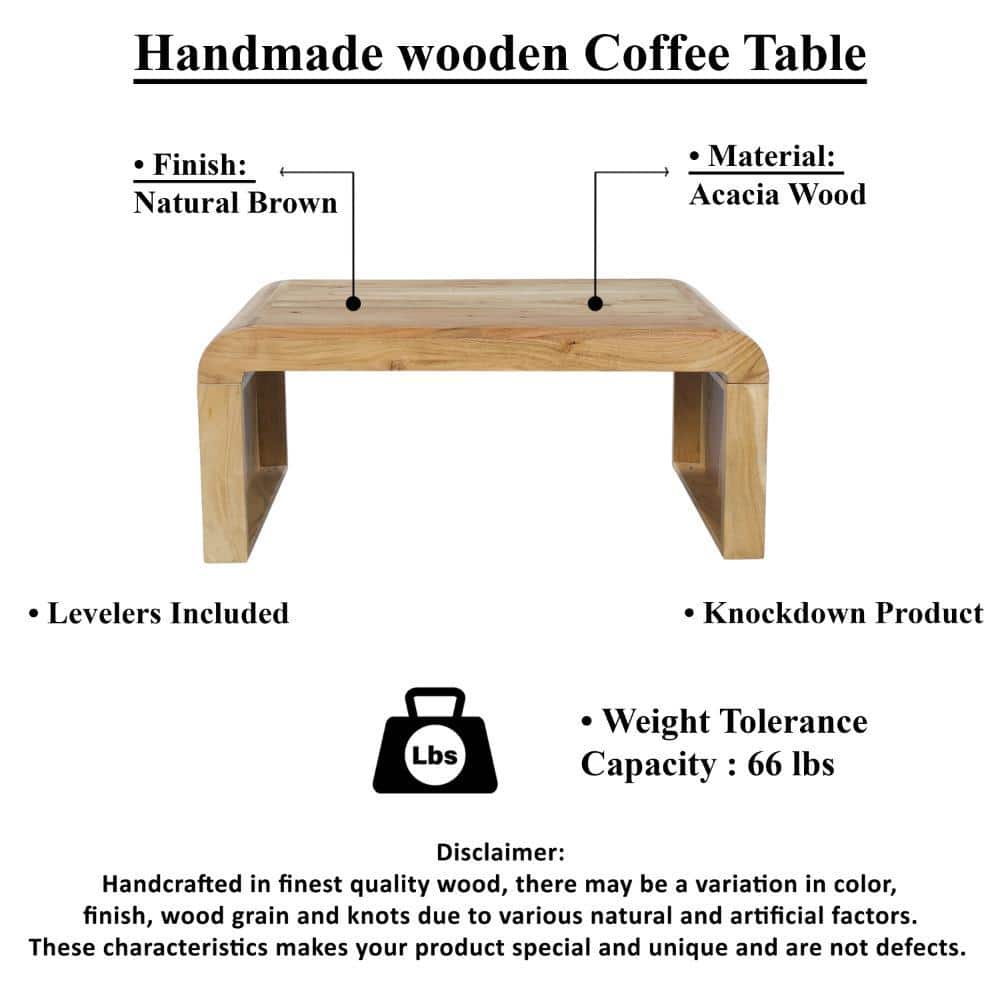 Cascade Natural Acacia Wood Rectangular Waterfall Coffee Table