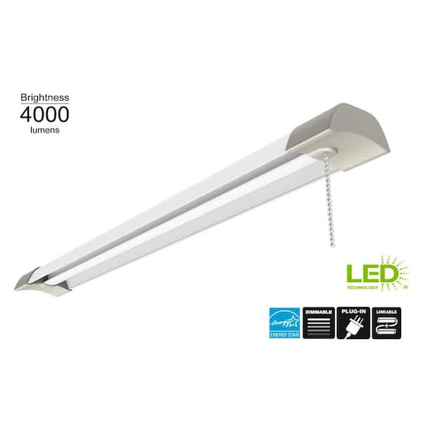 Commercial Electric 4 ft. White Integrated LED Shop Light at 4000 Lumens, 4000K Bright White