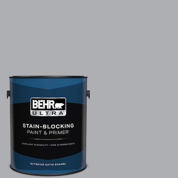 BEHR ULTRA 1 gal. #760E-3 Gray Timber Wolf Satin Enamel Exterior Paint & Primer