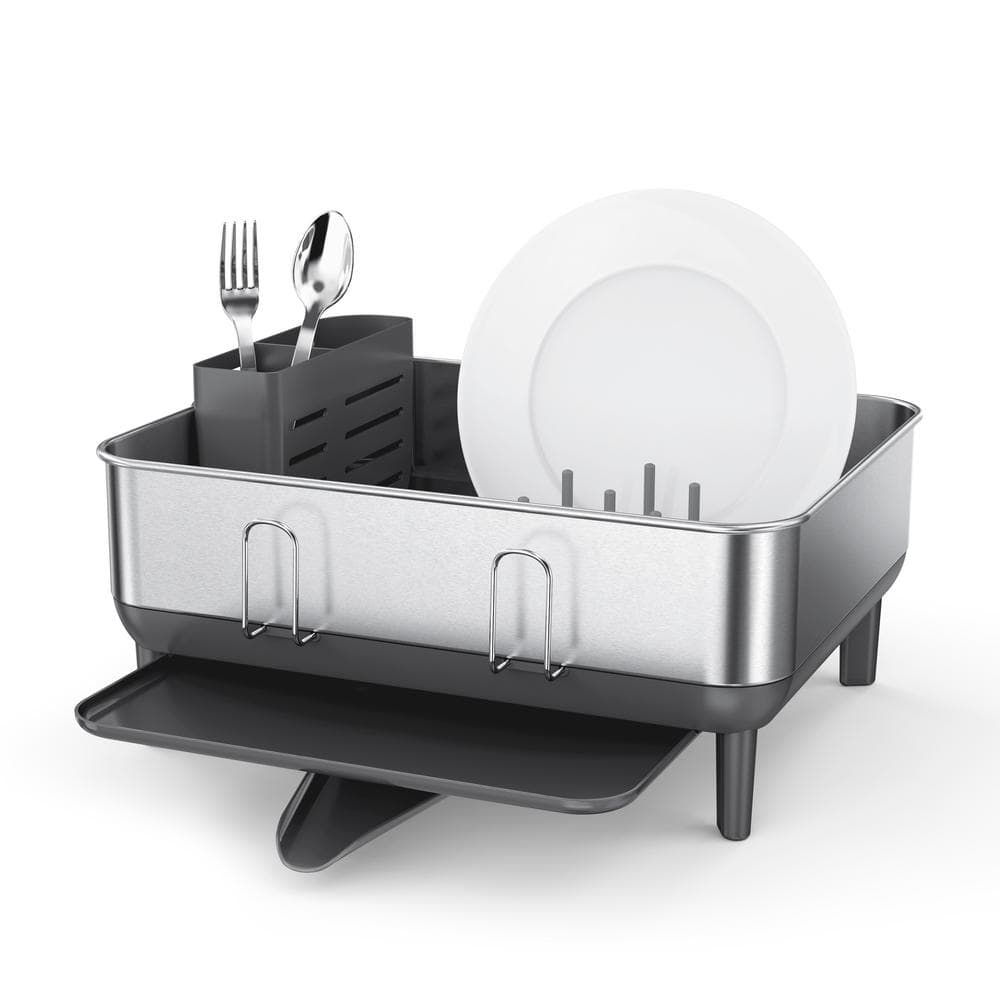 simplehuman 12.7-in W x 19.5-in L x 8.2-in H Stainless Steel Dish Rack at