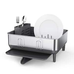 Compact Brushed Stainless Steel Frame Standing Dish Rack