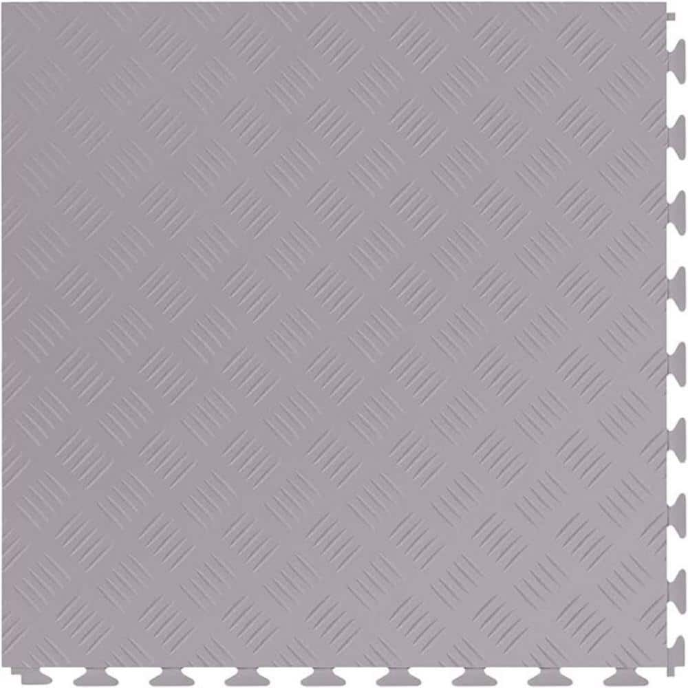 Light Gray Diamond Pattern Interlocking PVC Garage Floor Tiles