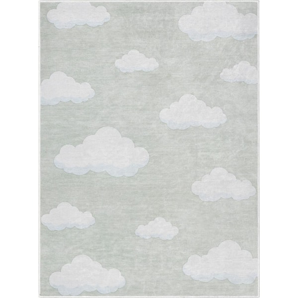 Cloud 9 Modern Kids Brown 6 ft. x 9 ft. Machine Washable Flat-Weave Area Rug